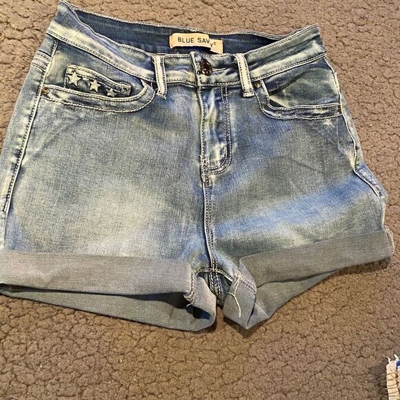 Blue Savvy Jean Shorts Denim Size 3 Junior Stars & Stripes - Picture 2 of 11